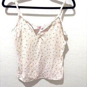 Y2K 90's Sunflower Print Ribbed Henley Tank Top Layering Piece